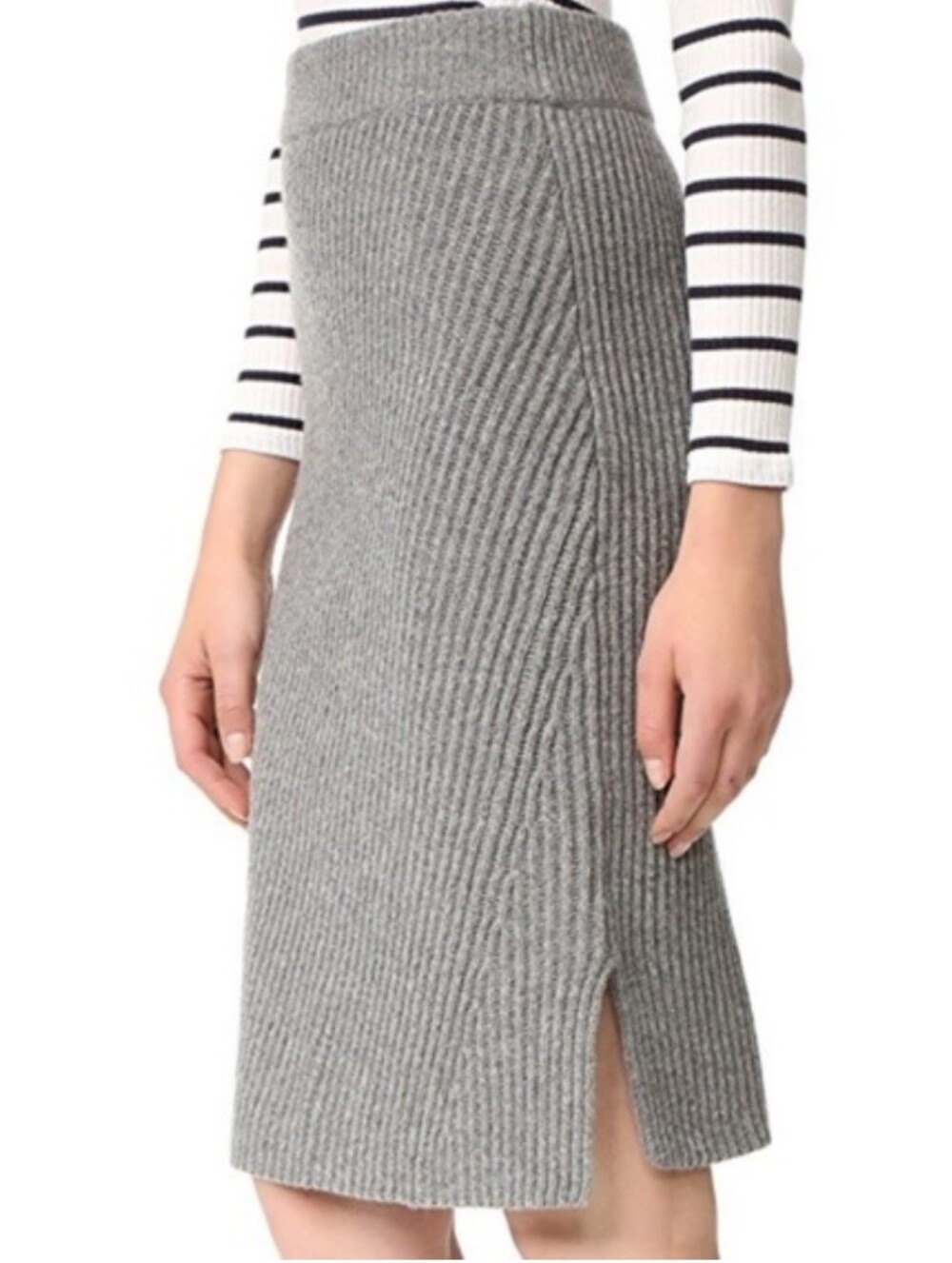 Madewell Heather Gray Ribbed Pencil Skirt